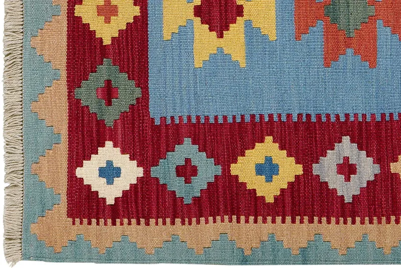 Kelim Gashgai · Handgewebt – Blau, 129x87 cm