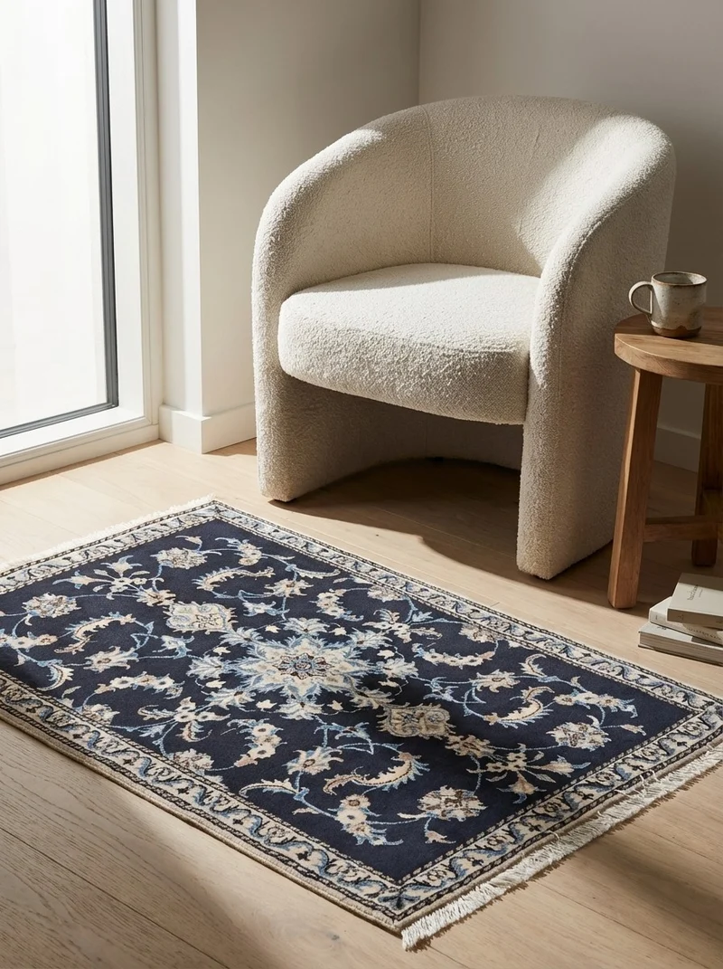 Nain 12La · Handgeknüpft – Blau, 137x86 cm