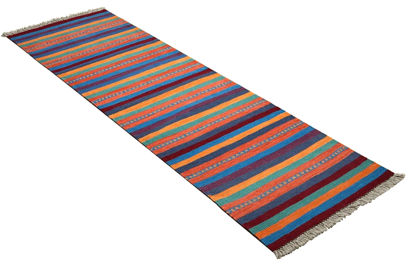 Kelim Gashgai · Handgewebt – Bunt, 196x59 cm