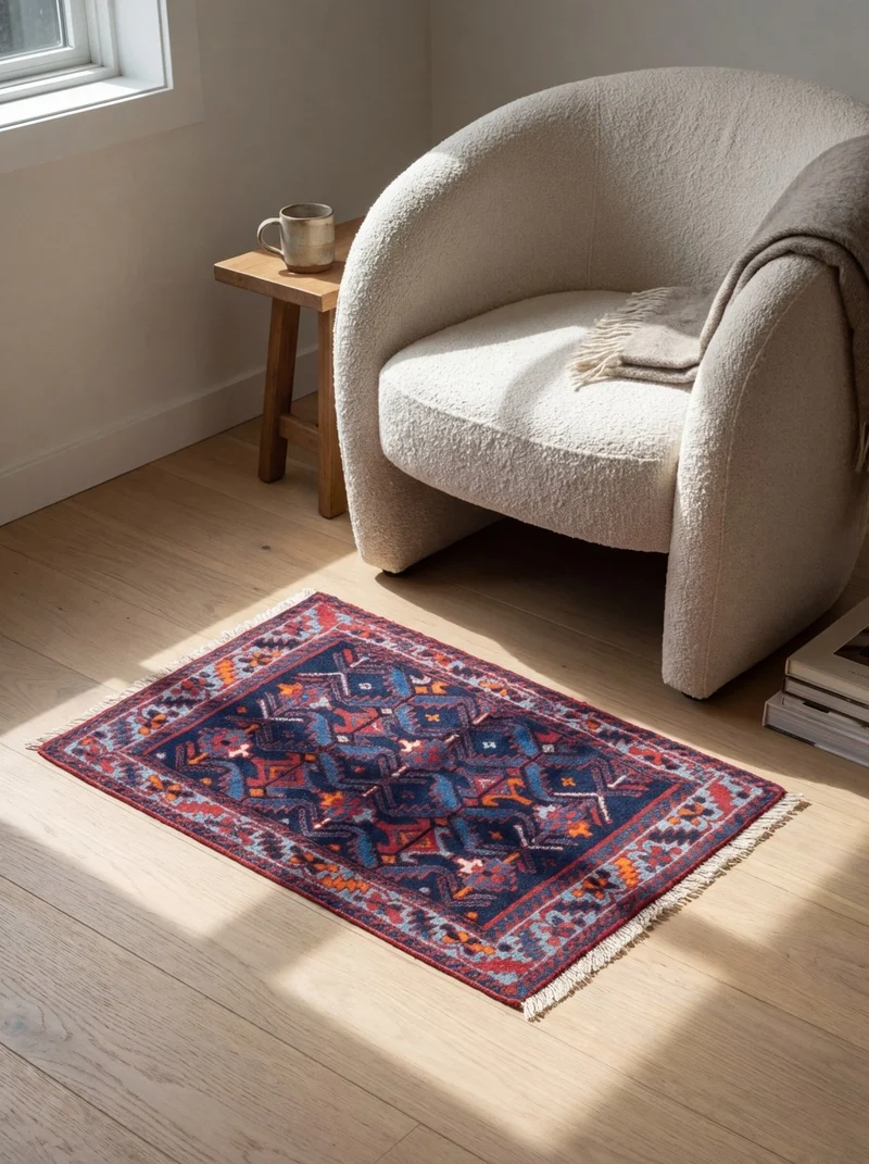 Afshar · Handgeknüpft – Blau, 58x84 cm