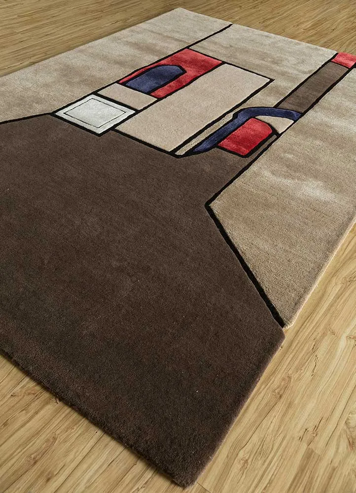 Wollteppich sonderform - 170 x 240 cm - beige
