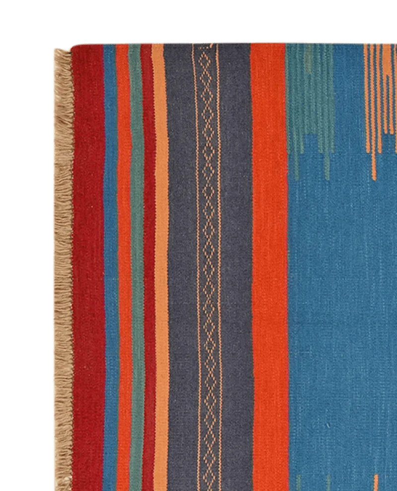 Kelim Gashgai · Handgewebt – Blau, 255x101 cm