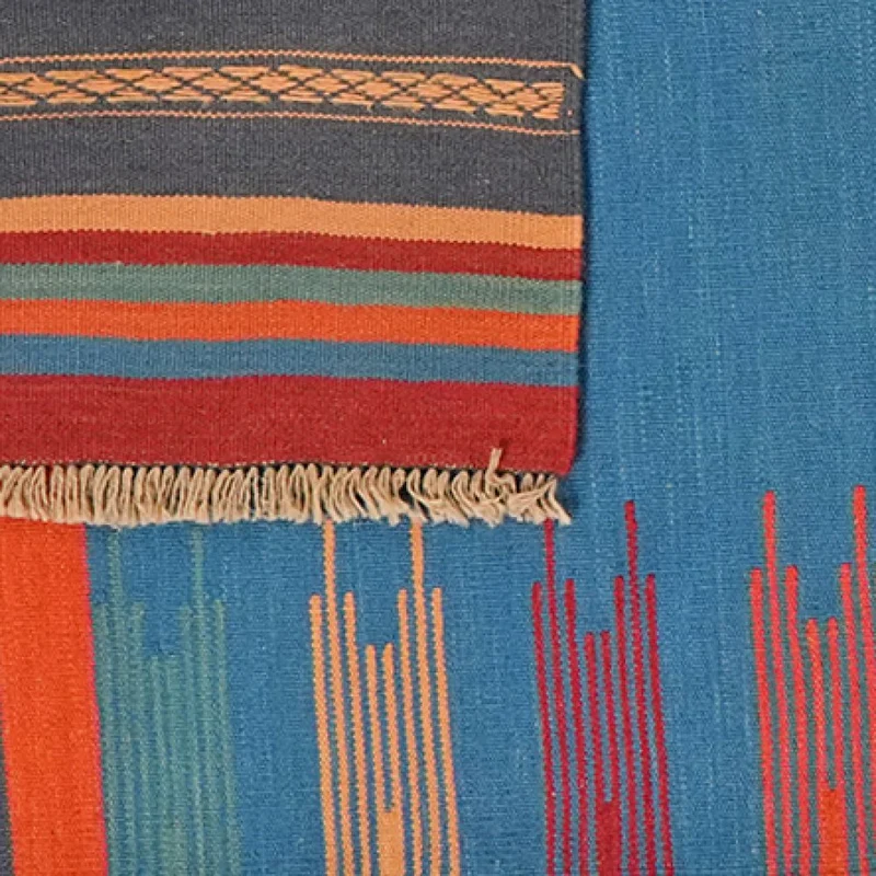 Kelim Gashgai · Handgewebt – Blau, 255x101 cm