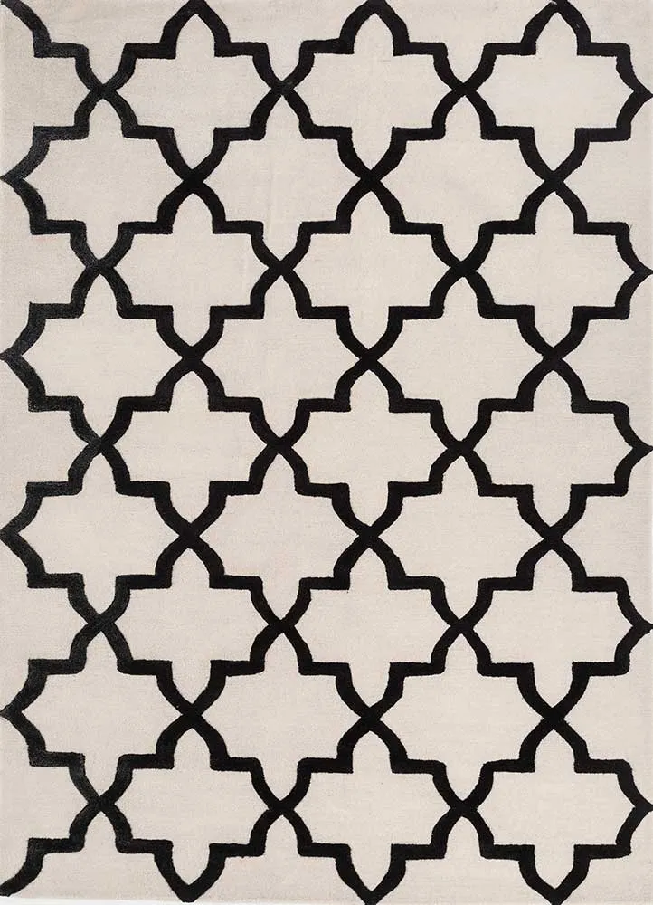 Wollteppich - 180 x 270 cm - schwarz-weiß