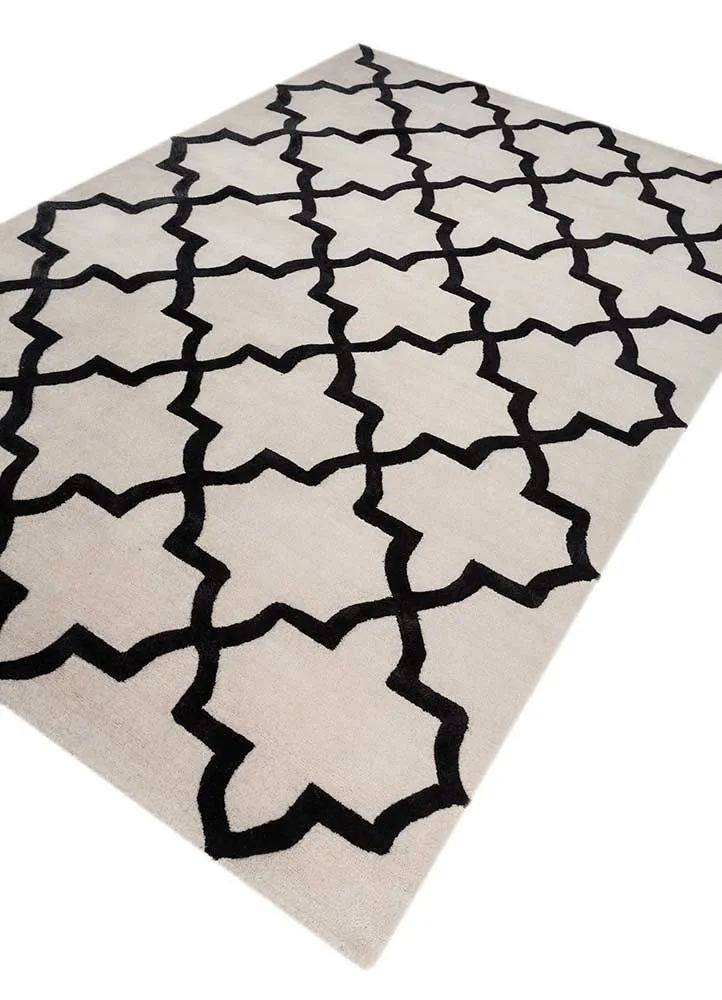Wollteppich - 180 x 270 cm - schwarz-weiß