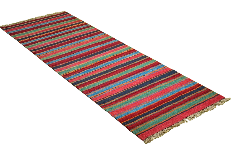 Kelim Gashgai · Handgewebt – Bunt, 197x65 cm
