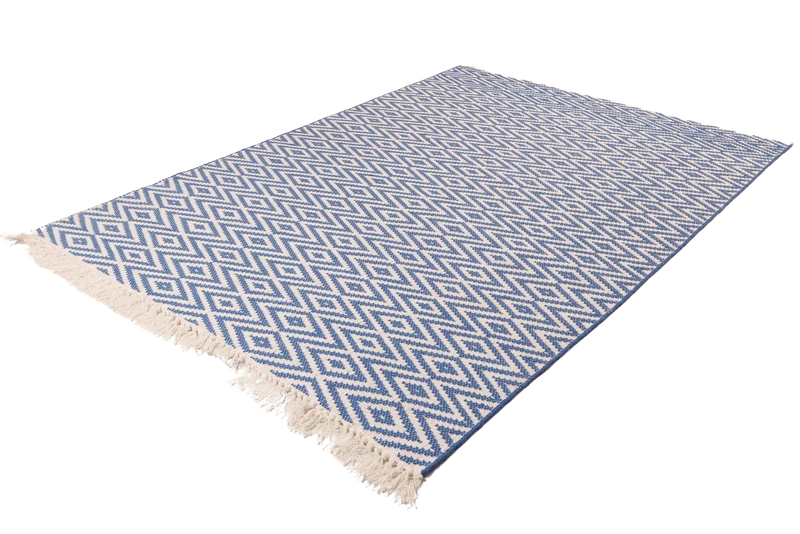 Dhurrie · Handgewebt – Blau, 120x170 cm