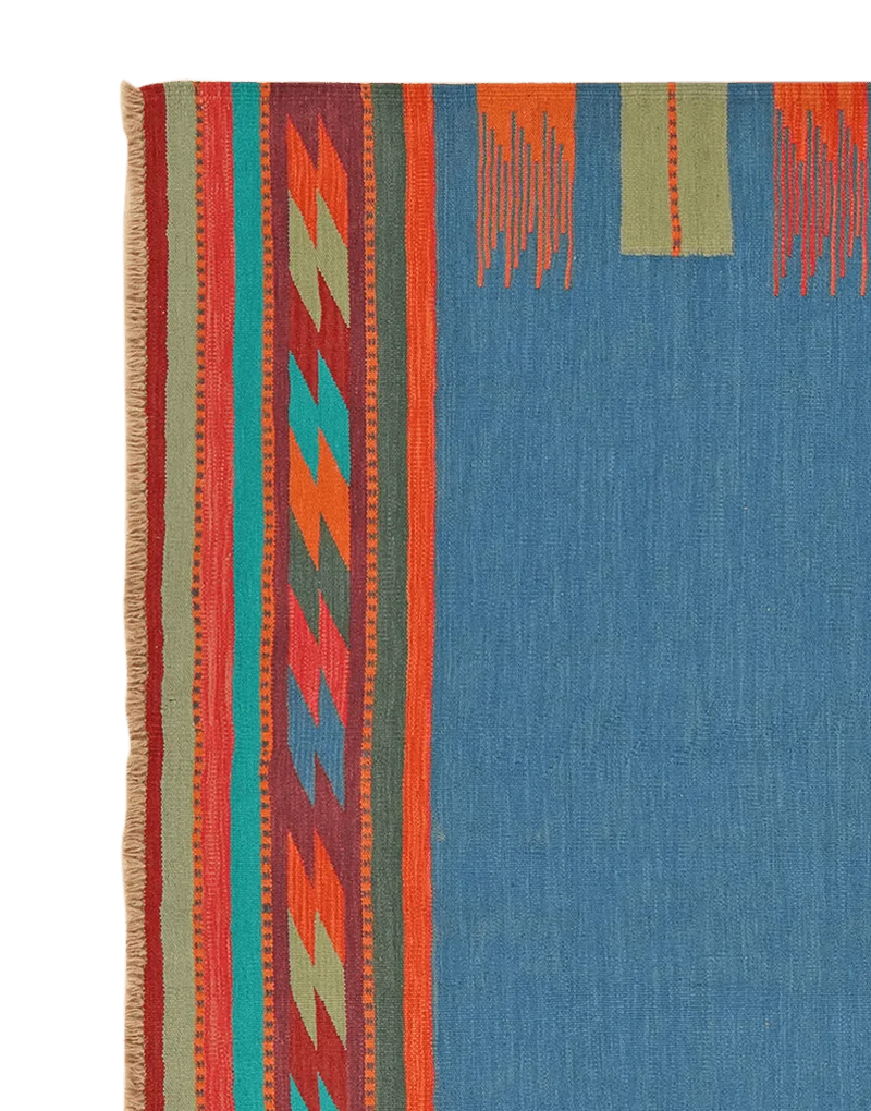 Kelim Gashgai · Handgewebt – Blau, 251x173 cm