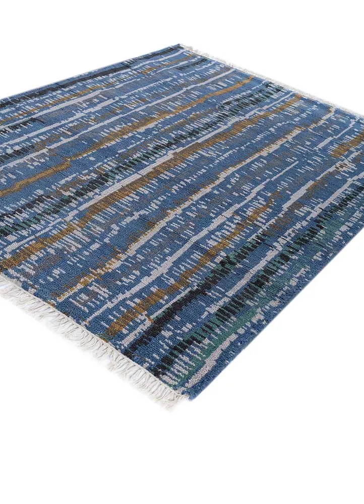 Wollteppich - 135 x 180 cm - blau