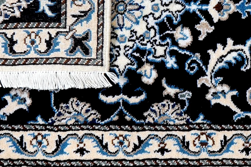 Nain 12La · Handgeknüpft – Blau, 88x60 cm