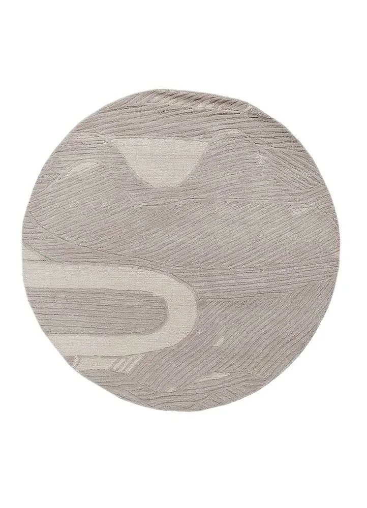 Wollteppich rund - 180 x 180 cm - grau