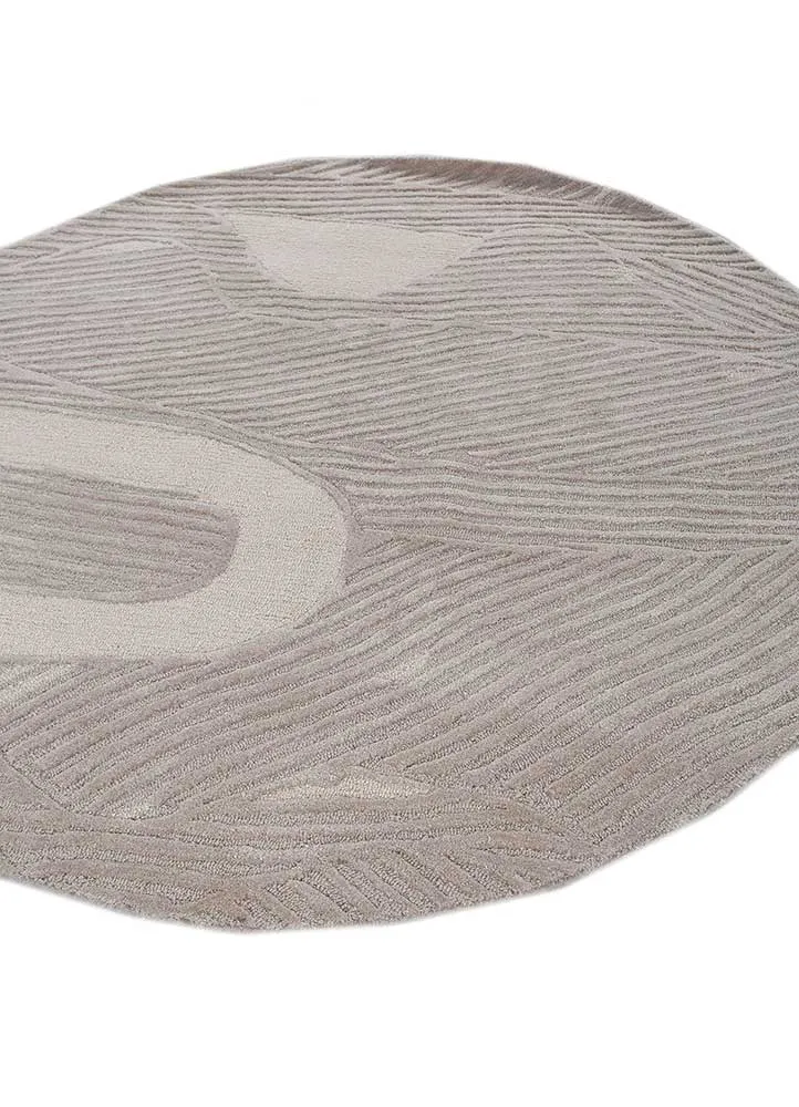 Wollteppich rund - 180 x 180 cm - grau