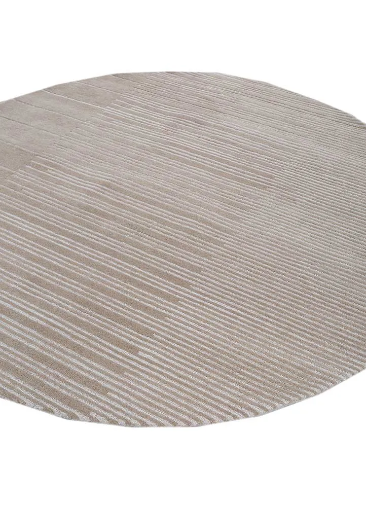 Wollteppich rund - 180 x 180 cm - beige