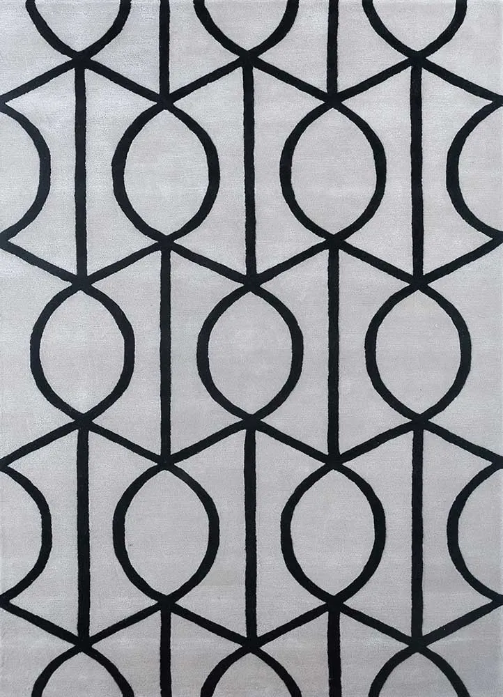 Wollteppich - 180 x 270 cm - schwarz-weiß