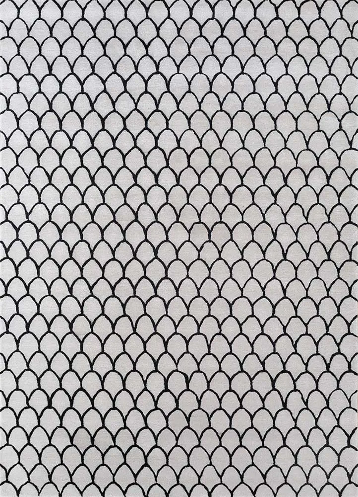Wollteppich - 180 x 270 cm - schwarz-weiß