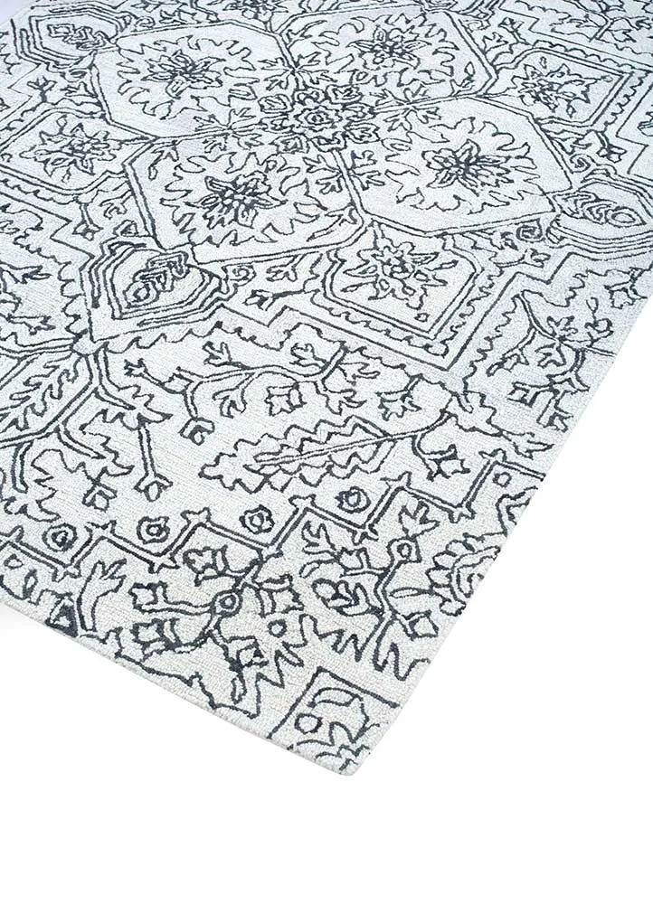 Wollteppich - 150 x 240 cm - schwarz-weiß