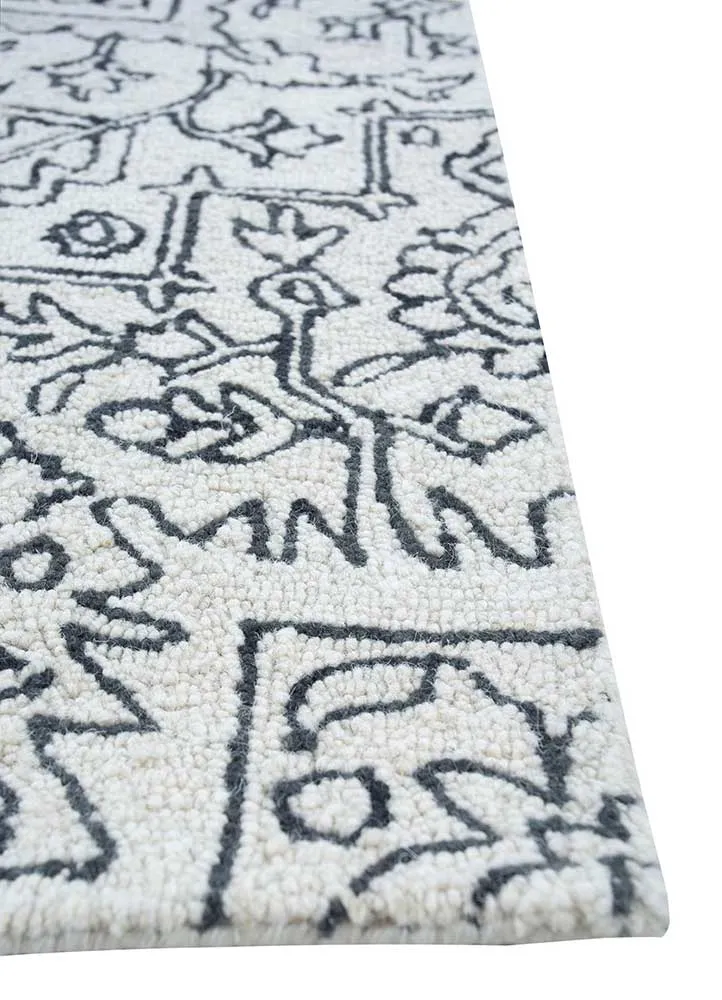 Wollteppich - 150 x 240 cm - schwarz-weiß