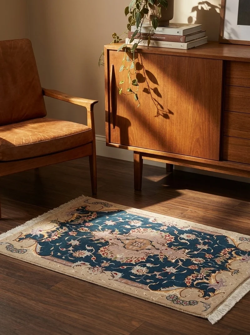 Tabriz 50 Raj · Handgeknüpft – Blau, 92x60 cm