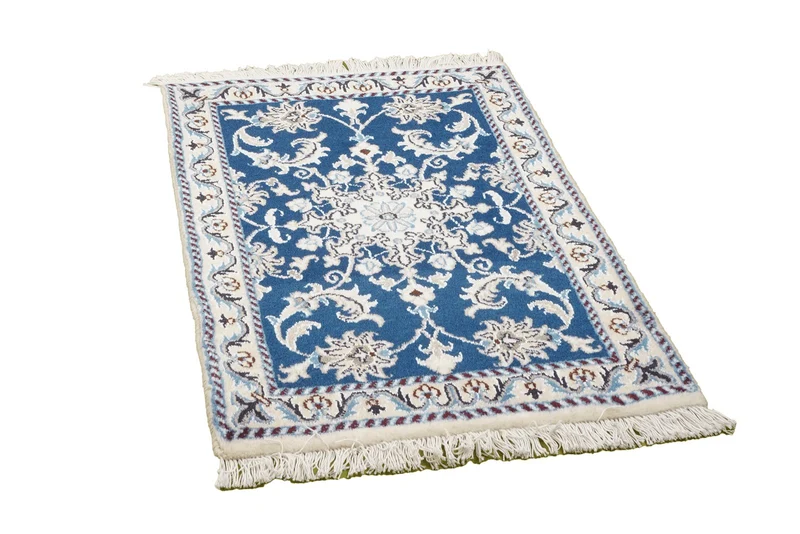 Nain 12La · Handgeknüpft – Blau, 88x61 cm