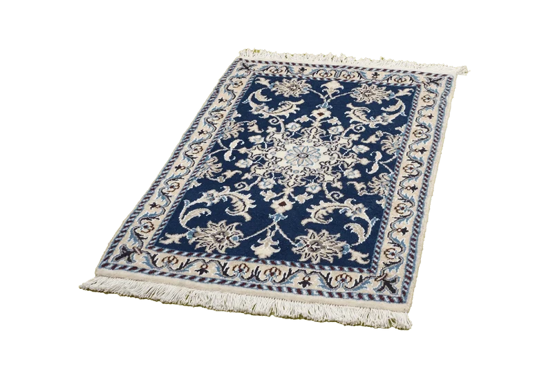 Nain 12La · Handgeknüpft – Blau, 88x61 cm
