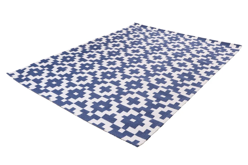 Dhurrie · Handgewebt – Blau, 120x170 cm