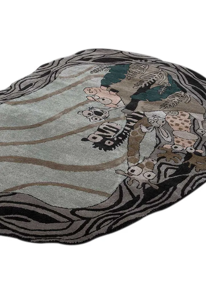 Wollteppich sonderform - 120 x 180 cm - mehrfarbig