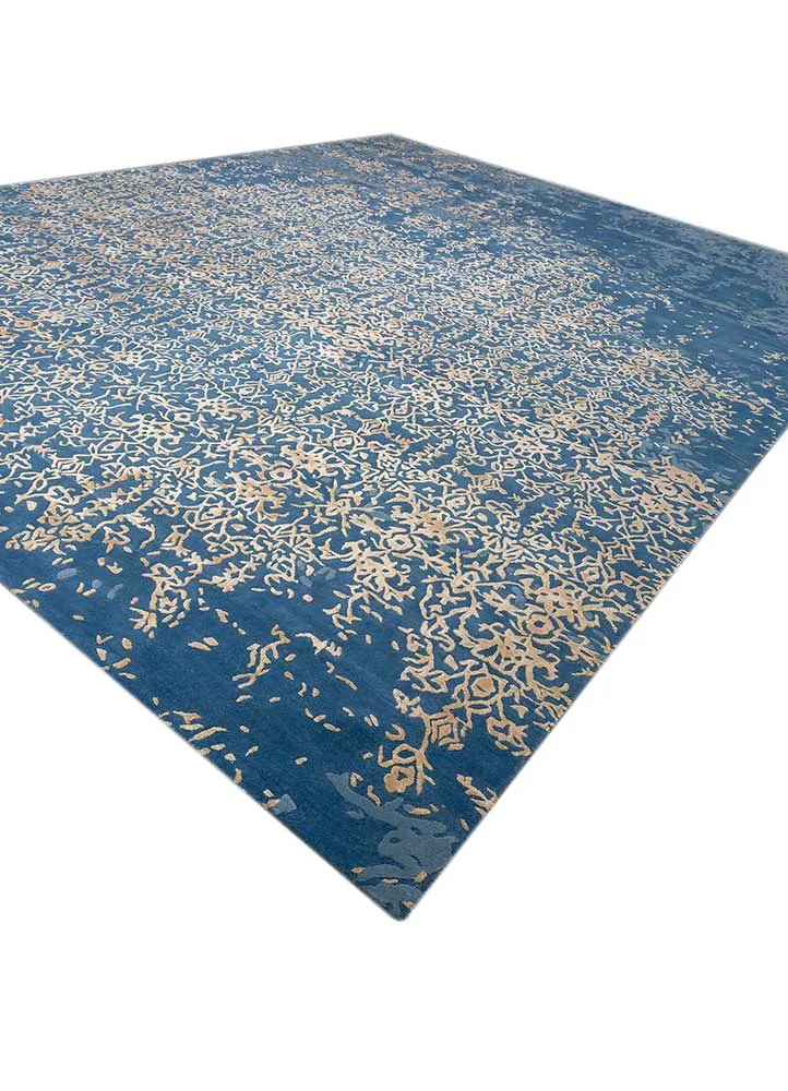 Wollteppich - 375 x 465 cm - blau