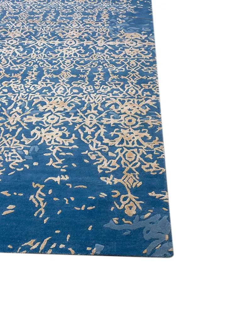 Wollteppich - 375 x 465 cm - blau
