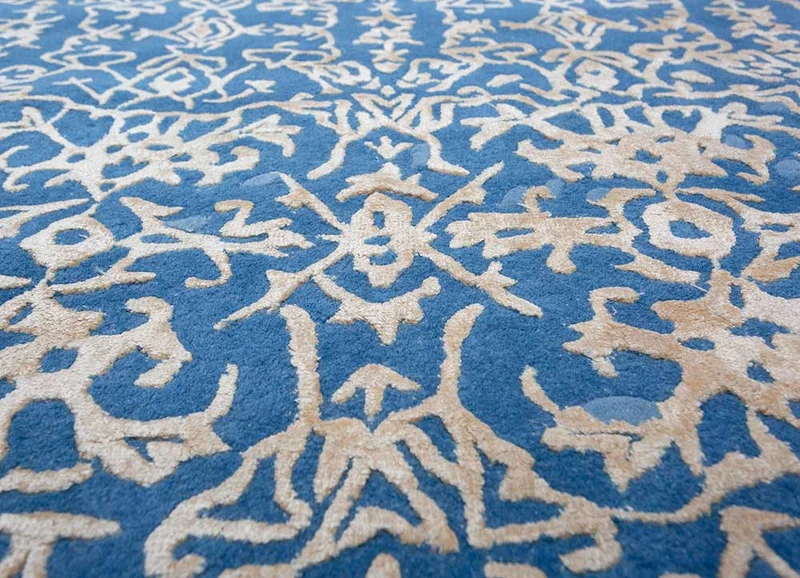 Wollteppich - 375 x 465 cm - blau