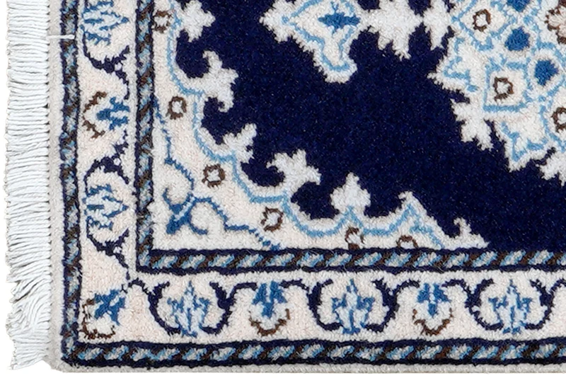 Nain 12La · Handgeknüpft – Blau, 62x40 cm