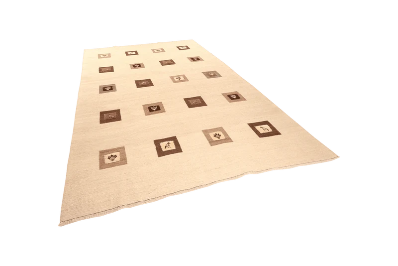 Kelim Gashgai · Handgewebt – Beige, 294x205 cm
