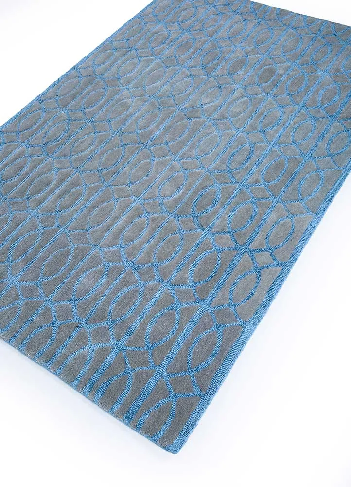 Wollteppich - 120 x 180 cm - seeblau