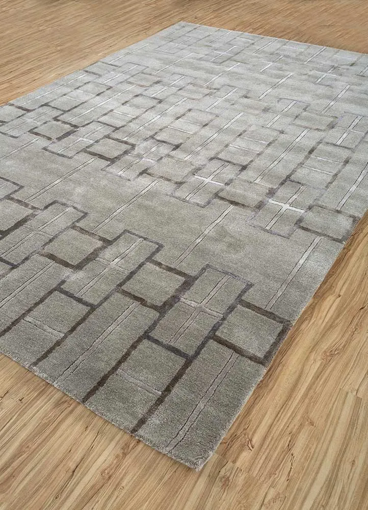 Wollteppich - 180 x 270 cm - silber