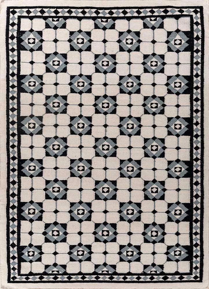 Wollteppich - 150 x 240 cm - schwarz-weiß