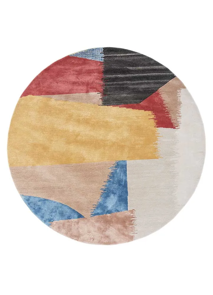 Wollteppich rund - 240 x 240 cm - gold