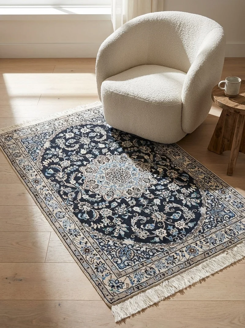 Nain 9La · Handgeknüpft – Blau, 147x98 cm