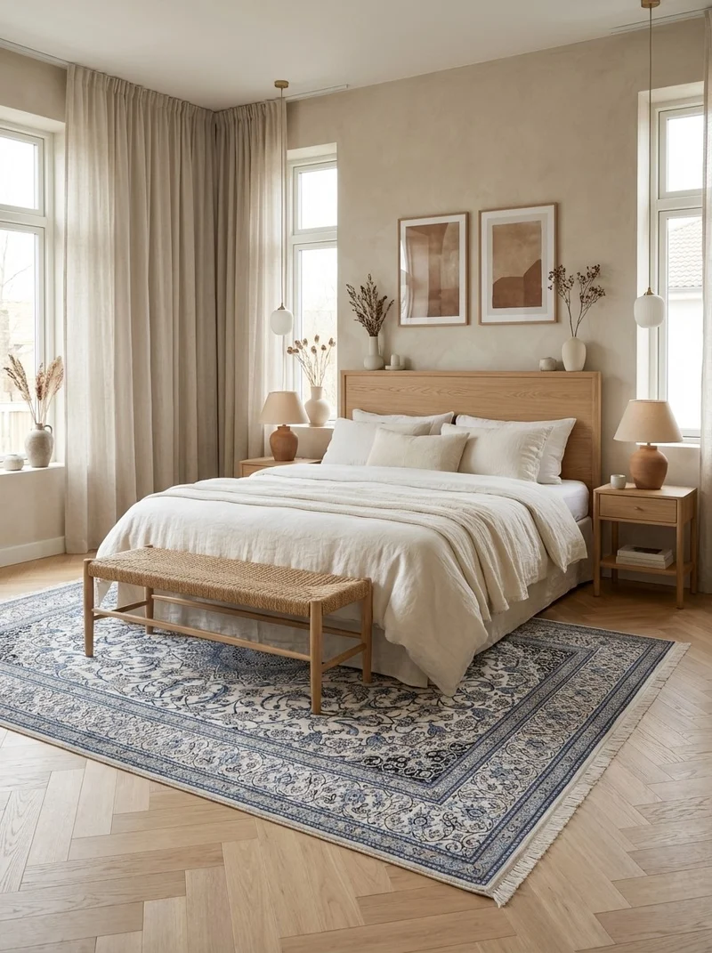 Nain 9La · Handgeknüpft – Beige, 350x252 cm