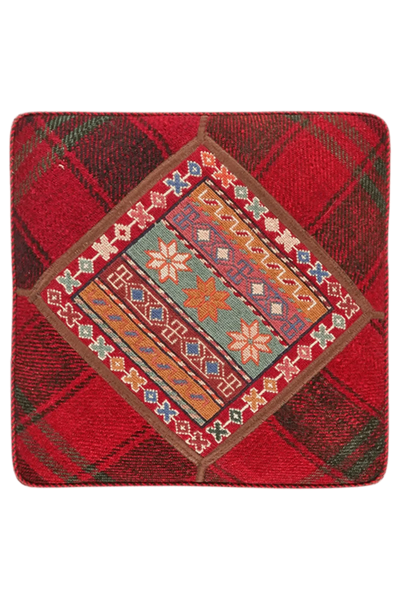 Kelim Pouf · Handgefertigt – Bunt, 47x47 cm