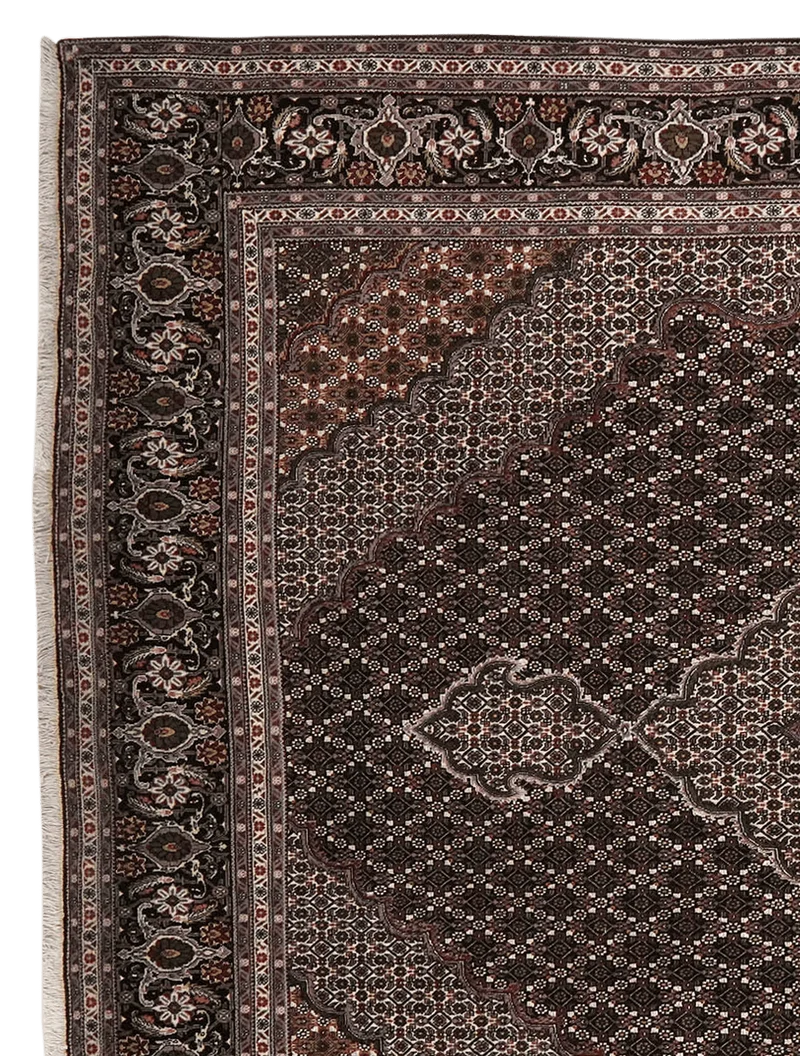 Tabriz 40 Raj · Handgeknüpft – Schwarz, 358x252 cm