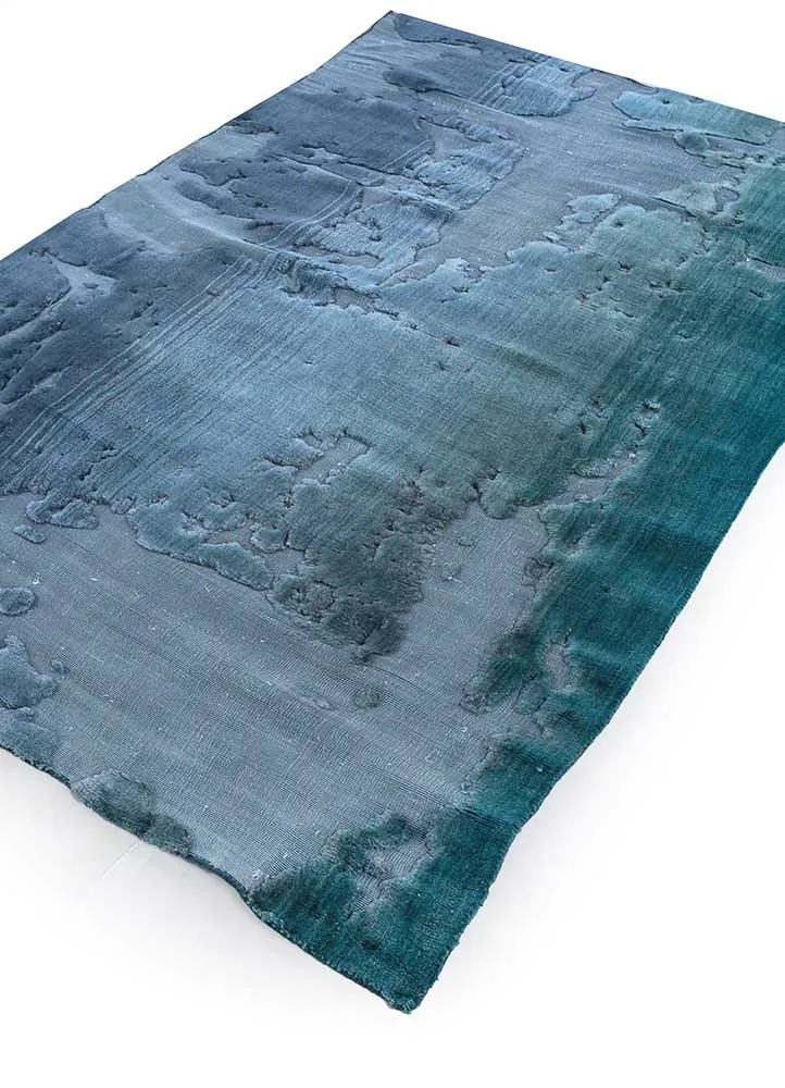 Wollteppich - 150 x 240 cm - seeblau