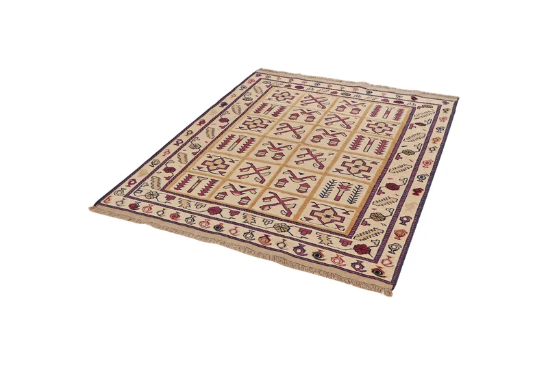 Kelim Belutch · Handgewebt – Beige, 168x139 cm