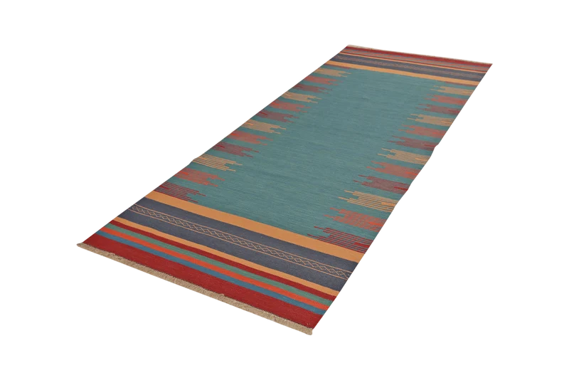 Kelim Gashgai · Handgewebt – Blau, 250x101 cm