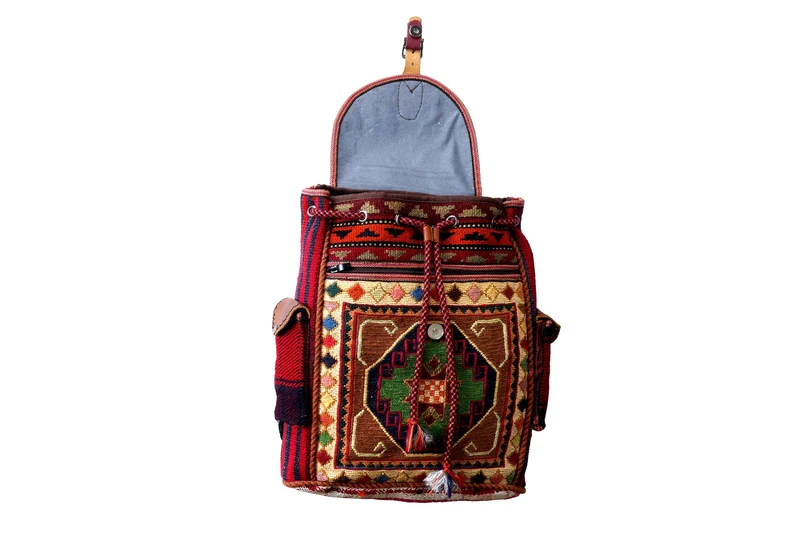Kelim Bag · Handgefertigt – Bunt, 43x36 cm
