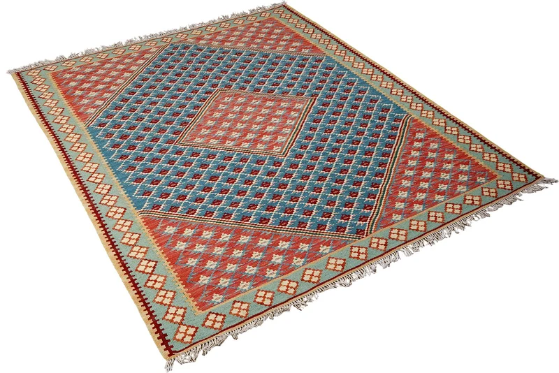 Kelim Senneh · Handgewebt – Blau, 160x107 cm