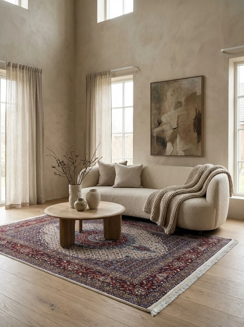 Moud Mahi · Handgeknüpft – Beige, 195x150 cm
