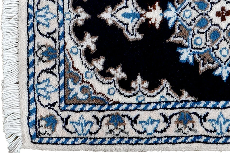 Nain 12La · Handgeknüpft – Blau, 62x40 cm
