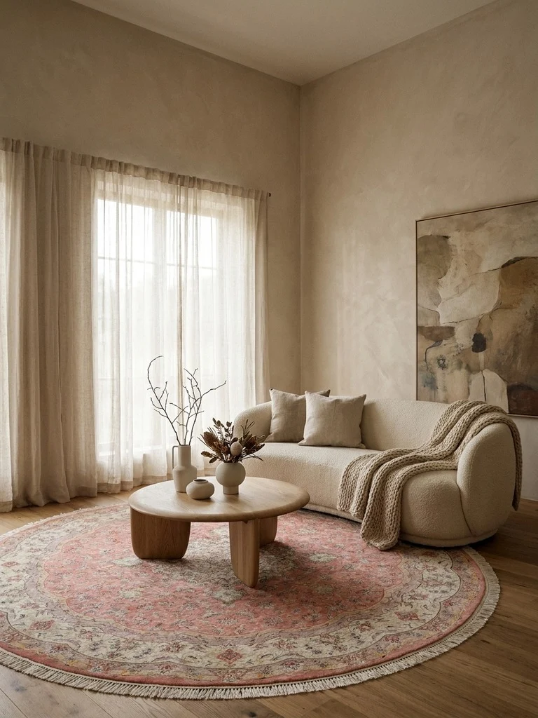 Tabriz Round · Handgeknüpft – Beige, 246x246 cm