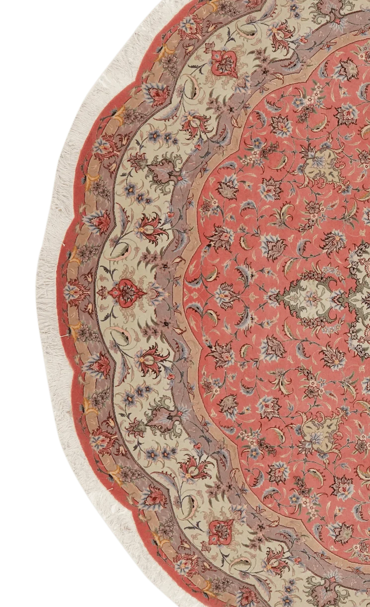 Tabriz Round · Handgeknüpft – Beige, 246x246 cm