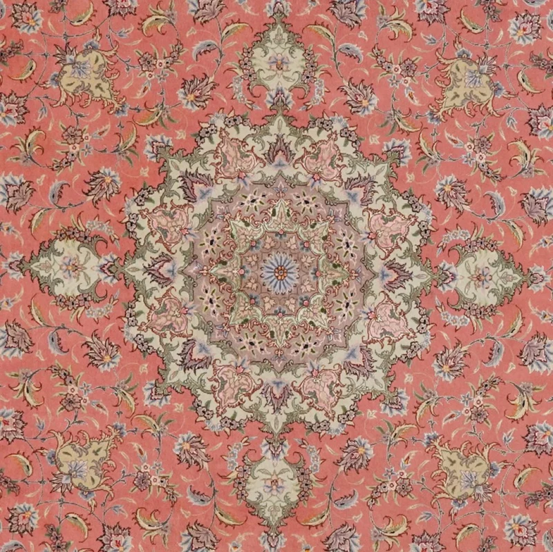 Tabriz Round · Handgeknüpft – Beige, 246x246 cm