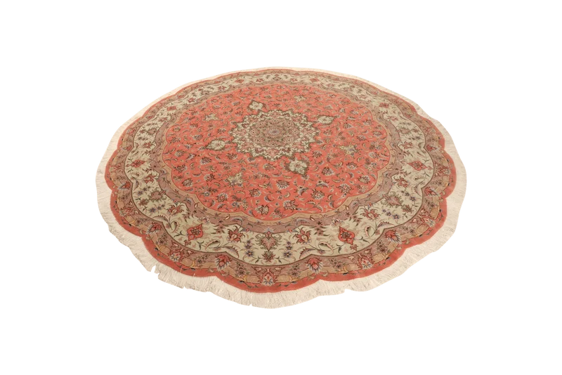 Tabriz Round · Handgeknüpft – Beige, 246x246 cm